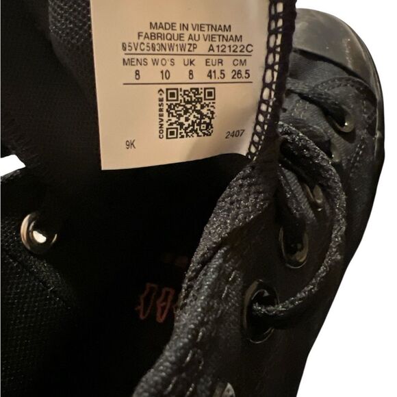 NWOT Converse Chuck Taylor All Star Black Canvas Sneaker Mens 8 Womens 10 - Picture 3 of 7